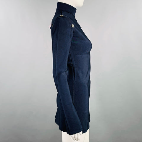 SALVATORE FERRAGAMO Size XS Navy Viscose Blend Asymmetrical Mini Dress