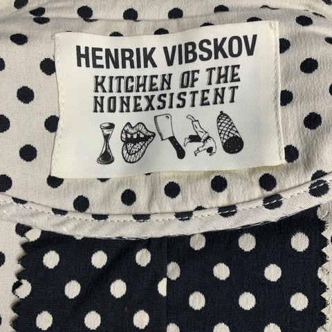 HENRIK VIBSKOV Size L Black White Polka Dot Cotton Blend Sport Coat