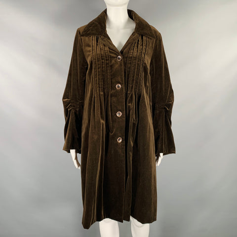 LILITH Size S Brown Cotton Velvet Pleated Full Skirt Coat