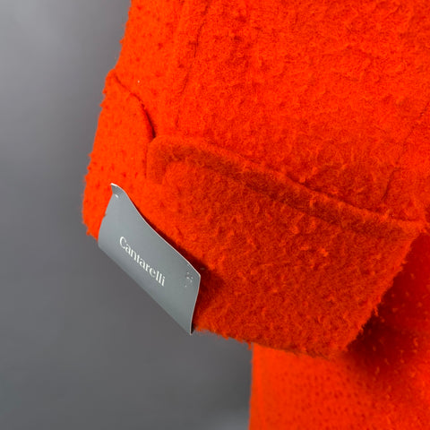 CANTARELLI Size 42 Orange Textured Wool Double Breasted Coat