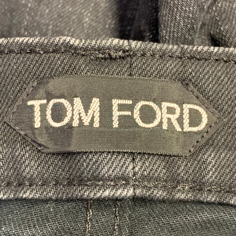 TOM FORD Size 30 Black Cotton Blend Slim Straight Button Fly Selvedge Jeans