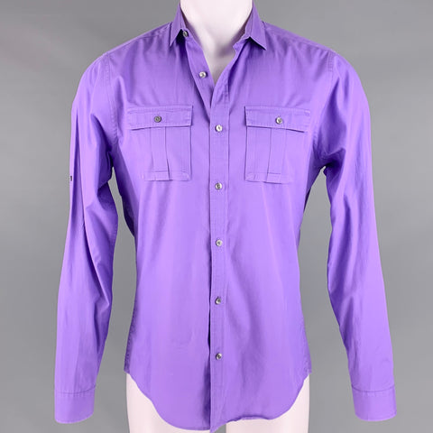 MICHAEL KORS Size M Purple Cotton 2 Pockets Long Sleeve Shirt
