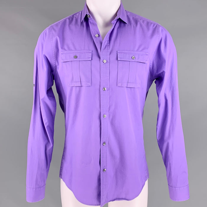 MICHAEL KORS Size M Purple Cotton 2 Pockets Long Sleeve Shirt