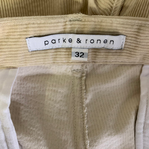 PARKE & RONEN Size 32 Cream Corduroy Cotton Spandex Short Shorts