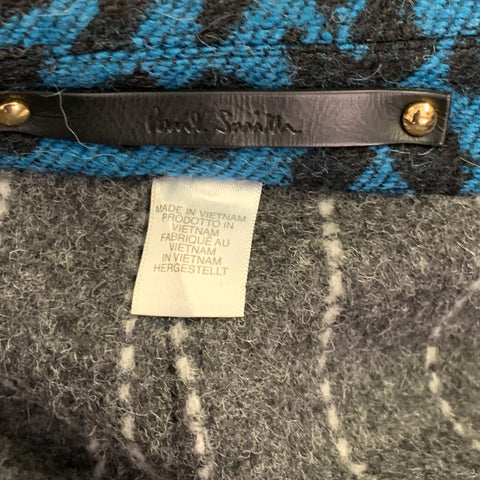 PAUL SMITH Size 38 Blue Black Animal Print Wool Alpaca Notch Lapel Coat