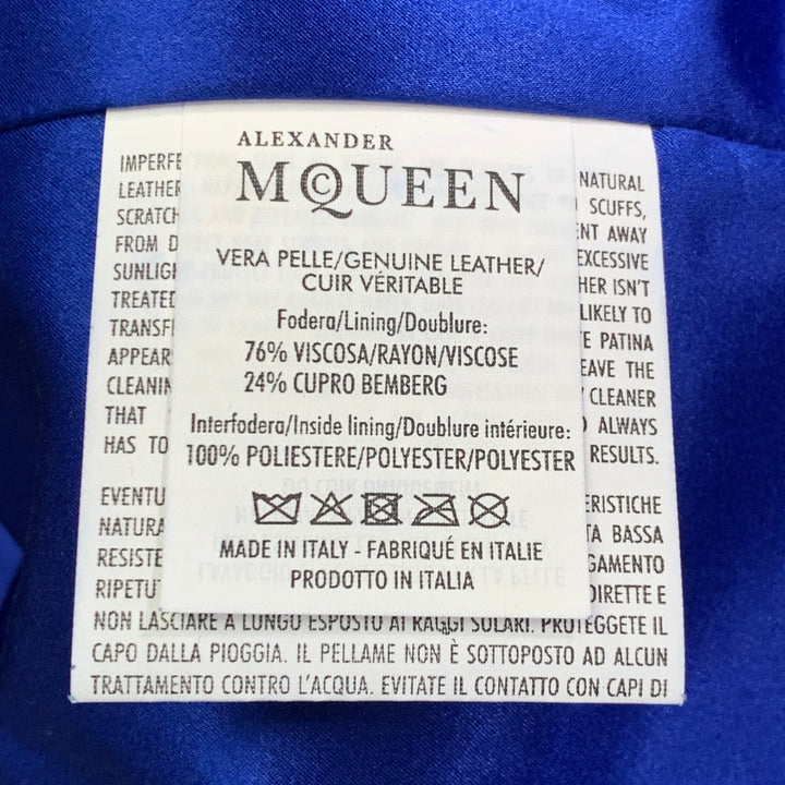 ALEXANDER MCQUEEN Size 34 Royal Blue Leather Motorcycle Jacket