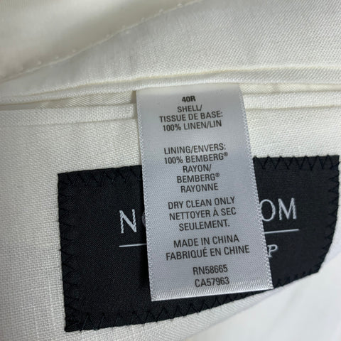 NORDSTROM Size 40 Cream Linen Notch Lapel Sport Coat