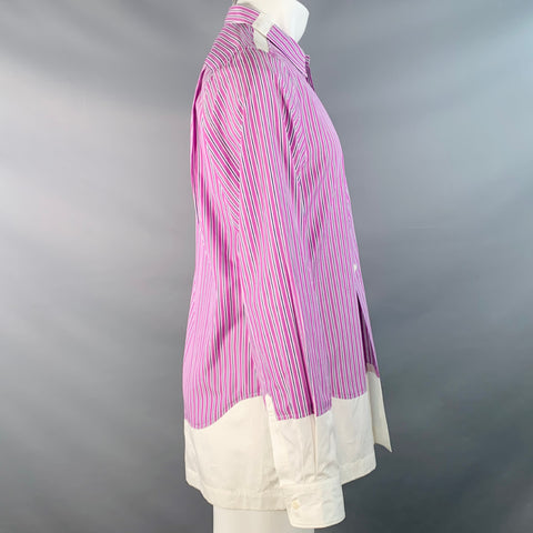 COMME des GARCONS HOMME PLUS Size M Purple White Stripe Cotton Long Sleeve Shirt