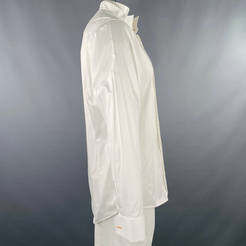 TAILOR STORE Size XXL White Pleated Cotton Tuxedo Long Sleeve Shirt