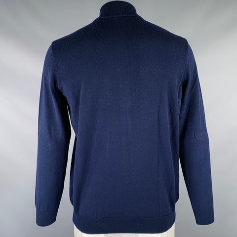 HUGO BOSS Size XL Navy Knit Wool Zip Up Cardigan