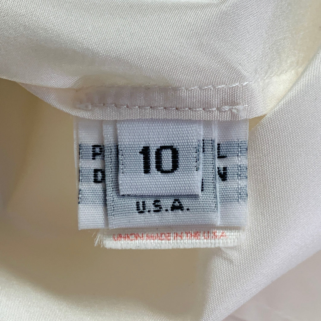 OSCAR DE LA RENTA Size 10 Cream Taffeta Long Sleeve Pleated Blouse