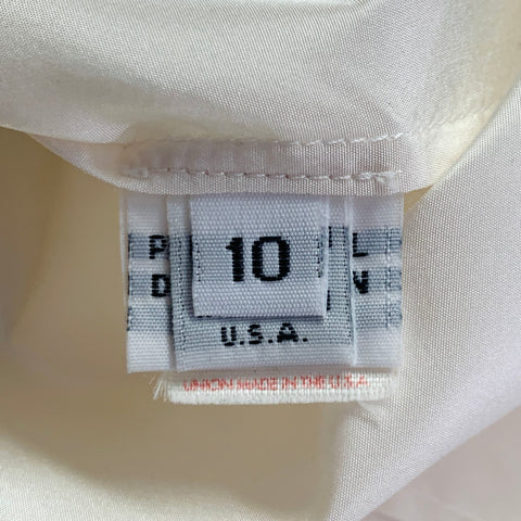 OSCAR DE LA RENTA Size 10 Cream Taffeta Long Sleeve Pleated Blouse