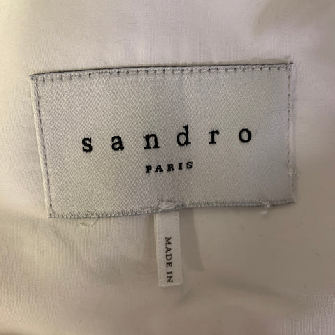 SANDRO Size M White Solid Cotton Pointed Collar Long Sleeve Shirt
