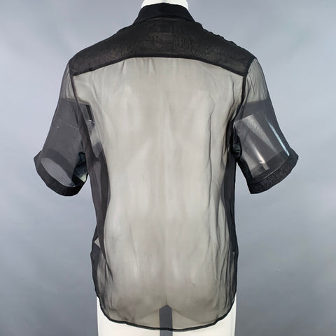 AMI by ALEXANDRE MATTIUSSI Size S Black See Through Silk Short Sleeve Shirt