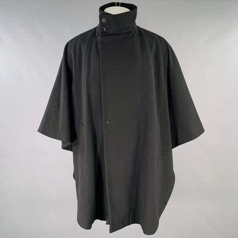 YANTOR Size M Black Wool Poncho Coat