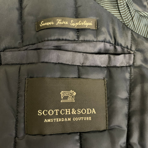 SCOTCH AND SODA Chest Size S Grey Black Gingham Wool Blend Overcoat