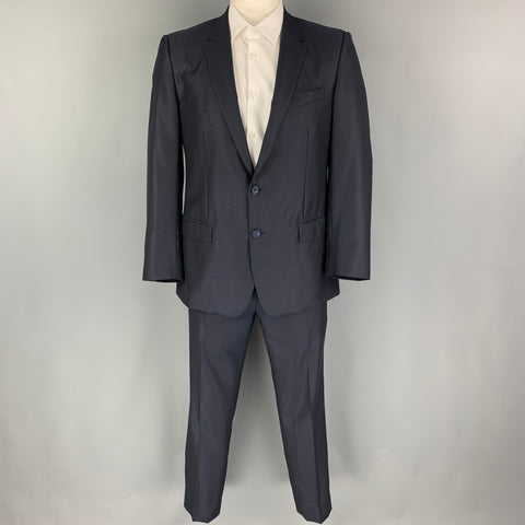 DOLCE & GABBANA Size 42 Navy Pattern Wool Blend Suit