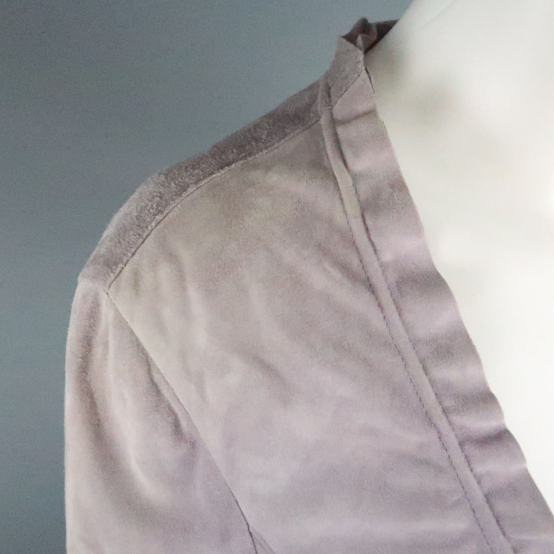 GIORGIO ARMANI Size 12 Lavender Suede Ruffle Trim Cardigan Jacket