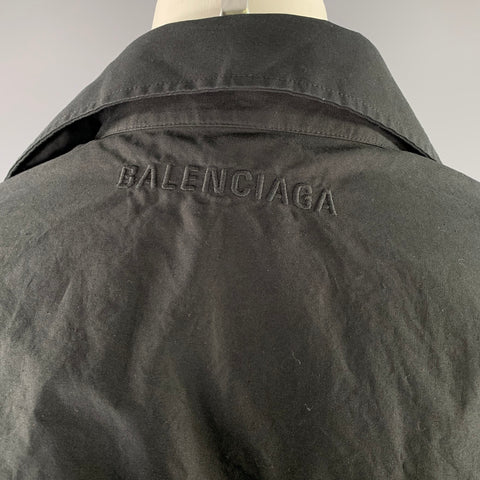 BALENCIAGA Size M Black Cotton Wrap Shirt