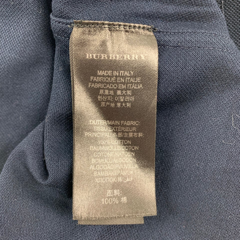 BURBERRY PRORSUM Otoño 2015 Talla M Polo de algodón azul marino con alfiler