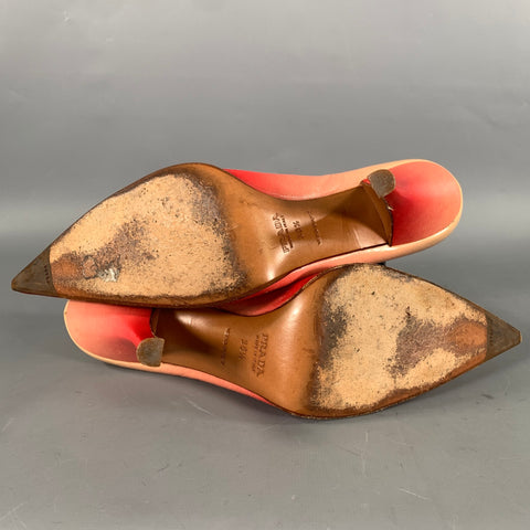 PRADA Size 8.5 Red Camel Leather Ombre Pointed Toe Pumps