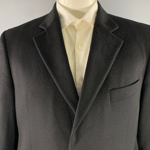BARNEYS NEW YORK Size 44 Black Loro Piana Cashmere Notch Lapel Sport Coat