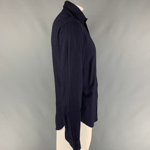 EMPORIO ARMANI Camisa de manga larga con botones de viscosa azul marino talla M