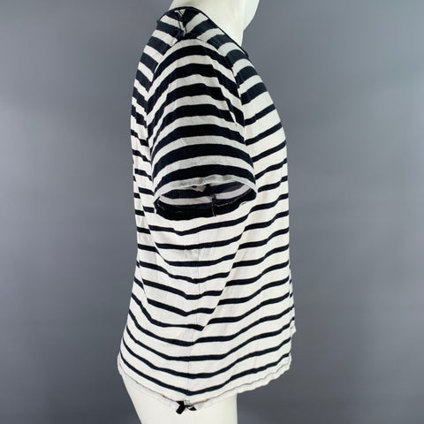 T-shirt col rond en coton rayé marine et blanc RAG & BONE taille M