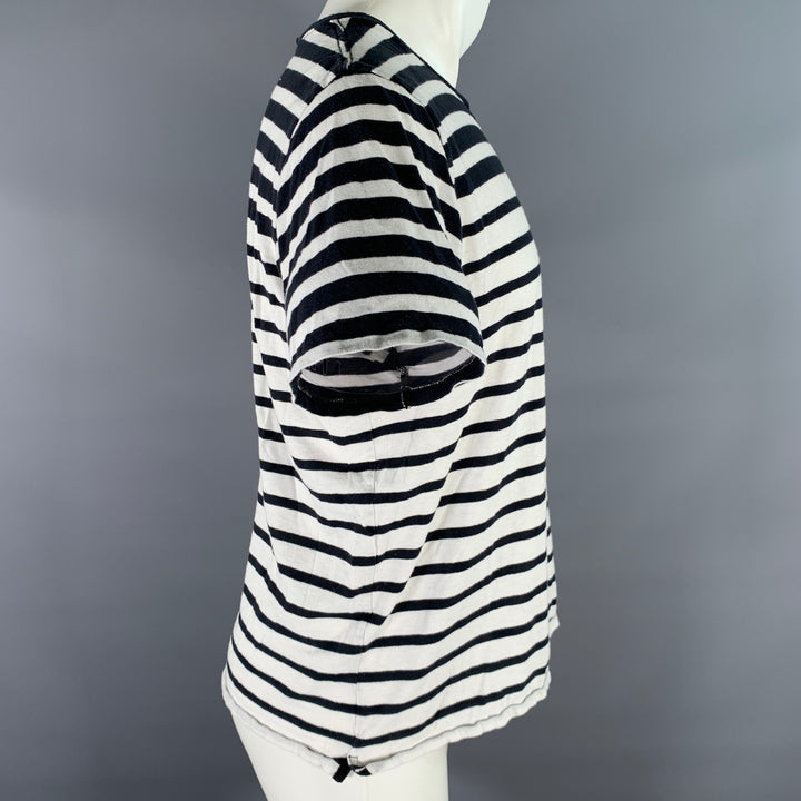 RAG & BONE Size M Navy White Stripe Cotton Crew-Neck T-shirt