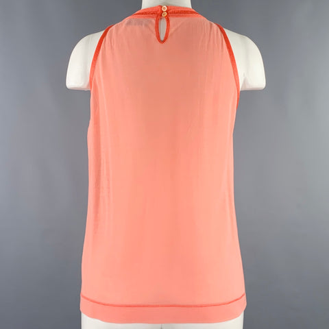 MISSONI Size 8 Orange Coral Cotton Contrast Trim Tank Casual Top