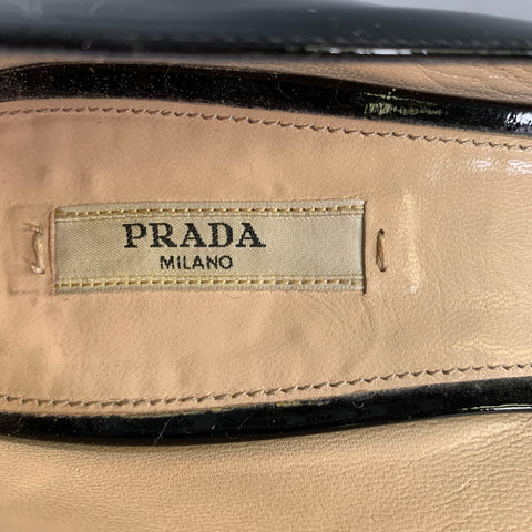 PRADA Size 8 Black Patent Leather 11312B Patent Pointed Toe Pumps