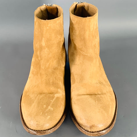 MOMA Size 7.5 Tan Suede Zip Up Ankle Boots