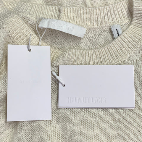 HELMUT LANG Size S Cream Ivory Knit Merino Wool Blend Crushed Short Sleeve T-shirt