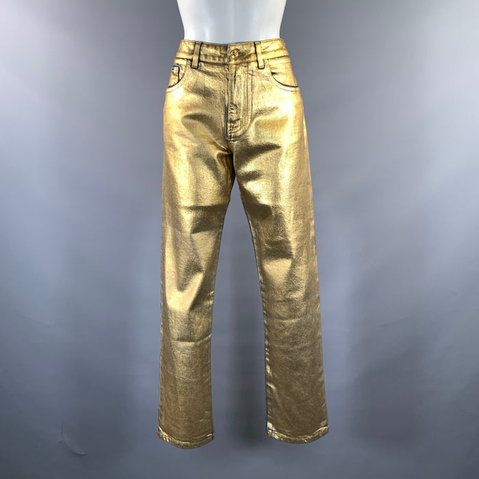 TOM FORD Size 28 Gold Cotton Blend Metallic Zip Fly Jeans
