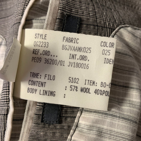 JOHN VARVATOS Size 38 Grey Plaid Wool Blend Notch Lapel Suit
