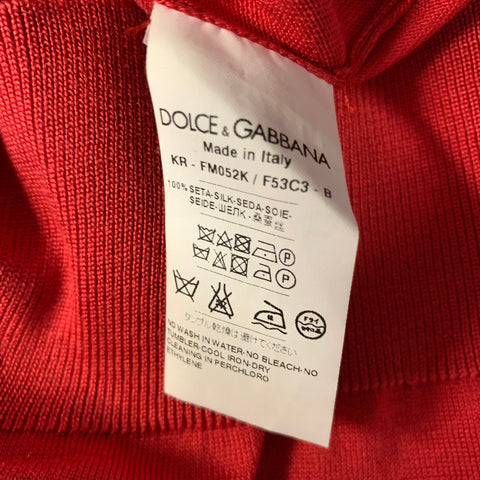 DOLCE & GABBANA Size S Red Knit Silk Ribbed Pullover