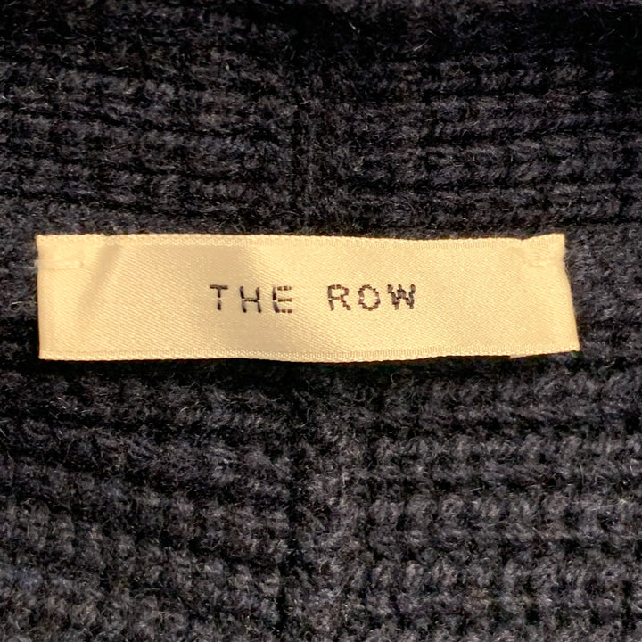 THE ROW Size M Navy Wool Cashmere Ribbed Open Front Cardigan