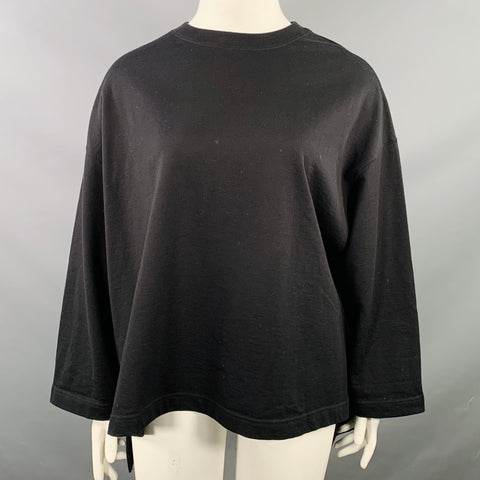COGTHEBIGSMOKE One Size Black Cotton Oversized Crew Neck Sweatshirt Casual Top