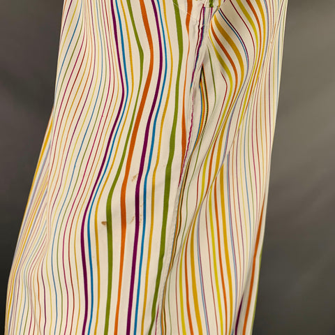 BRIONI Size M White Multi Color Stripe Cotton Button Up Long Sleeve Shirt