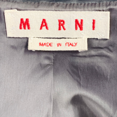 MARNI Size 2 Grey Polyester Techno Peplum Hidden Placket Jacket Blazer