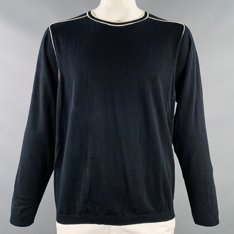 POLO GOLF Size XL Black White Contrast Trim Cotton Cashmere Wool Pullover