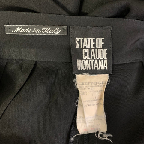 CLAUDE MONTANA Size S Black Silk Blend Tapered Dress Pants