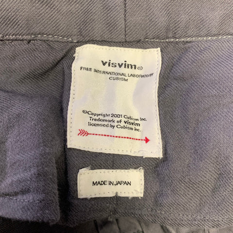 VISVIM Size L Grey Distressed Cotton Button Fly Casual Pants