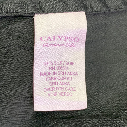 CALYPSO Size S Black Silk Wrinkled Wrap Dress