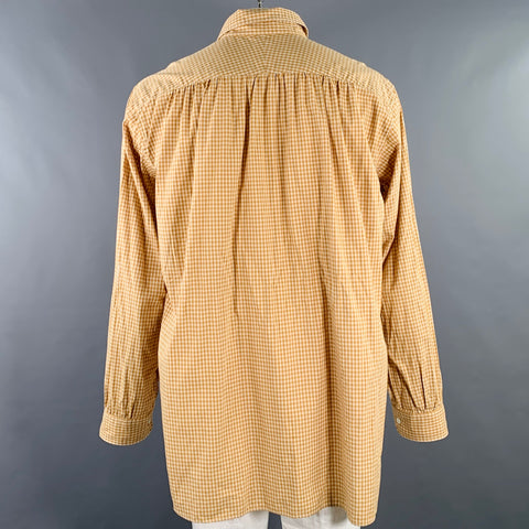 NEEDLES Size XL Tan Checkered Cotton Club Collar Long Sleeve Shirt