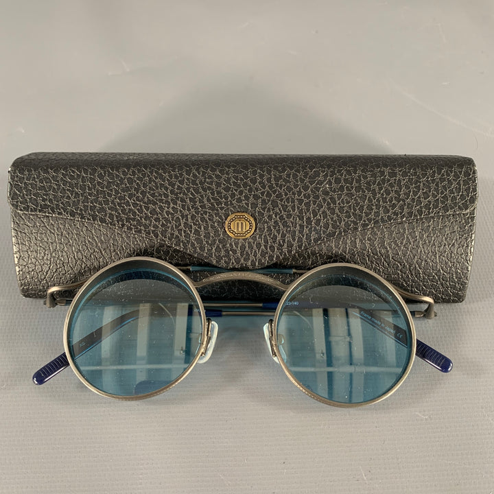 MATSUDA 2903H Silver Navy Titanium Round Sunglasses