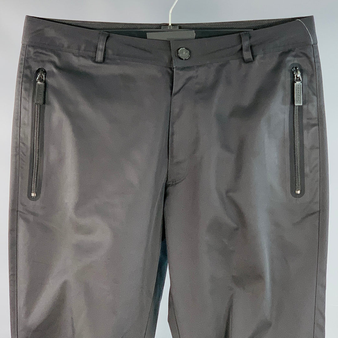 BURBERRY Size M Black Polyester Straight Zip Pockets Casual Pants