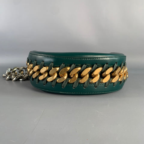 STELLA McCARTNEY Green Faux Leather Chain Strap Handbag
