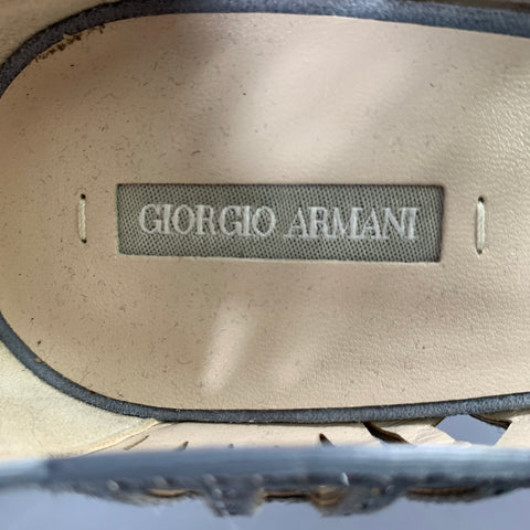 GIORGIO ARMANI Size 8 Grey Suede Cut Out Peep Toe Pumps