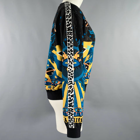 JUST CAVALLI Size 8 Blue Black Yellow Polyester Blend Pullover